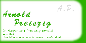 arnold preiszig business card